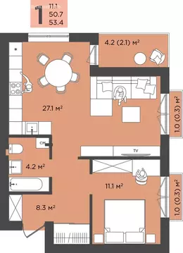 1-комнатная квартира: Калининградская область, Гурьевский ...