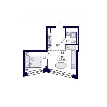 1-к кв. Хабаровский край, Хабаровск ул. Карла Маркса, 96/1 (28.59 м)