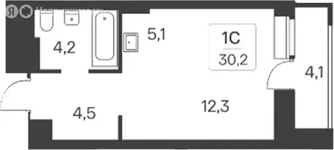 Квартира-студия: Новосибирск, ЖК Расцветай на Красном (26.3 м)