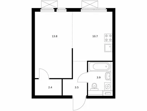 1-комнатная квартира: Котельники, микрорайон Парковый, 2 (34.3 м)