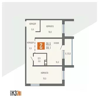 2-к кв. Курганская область, Курган ул. Тимофея Невежина, 3Дк1 (59.1 м)