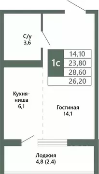 1-к кв. Кемеровская область, Кемерово 64-й мкр, Лучи жилой комплекс ...