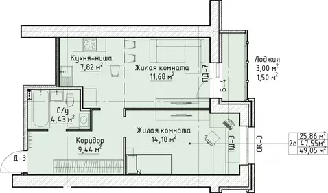 2-к кв. Кировская область, Киров Красный Химик мкр,  (49.7 м)