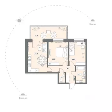 2-к кв. Вологодская область, Вологда Медуницинская ул., 13 (73.3 м)