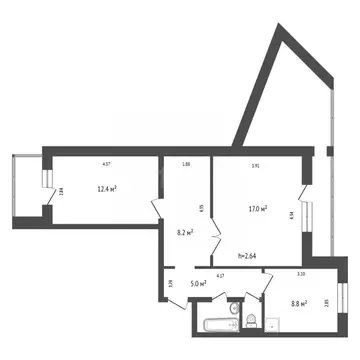 2-к кв. Красноярский край, Красноярск Судостроительная ул., 161 (54.8 ...