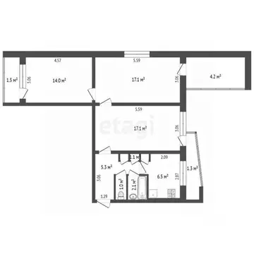 3-к кв. Мордовия, Саранск просп. 70 лет Октября, 78 (64.0 м)