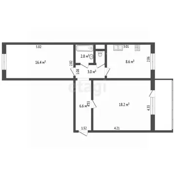 2-к кв. Челябинская область, Челябинск ул. Академика Сахарова, 10 ...