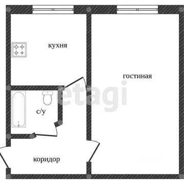 1-к кв. Ханты-Мансийский АО, Сургут ул. Губкина, 7 (28.7 м)