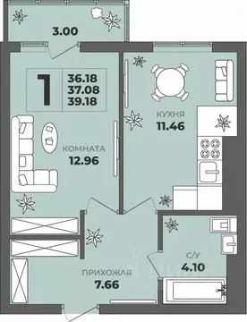 1-к кв. Калининградская область, Калининград ул. Генерала Толстикова, ...