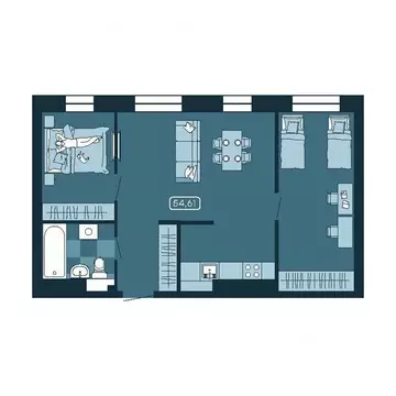 3-к кв. Приморский край, Владивосток ул. Борисенко (54.61 м)