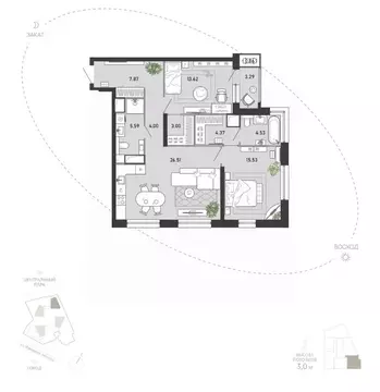 2-к кв. Тульская область, Тула ул. Фридриха Энгельса, 74 (89.17 м)
