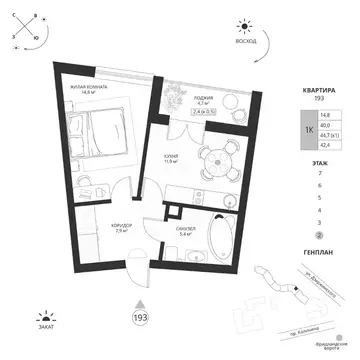 1-к кв. Калининградская область, Калининград просп. Калинина, 117 ...