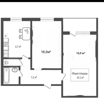 2-к кв. Новосибирская область, Бердск ул. Кирова, 30 (43.0 м)