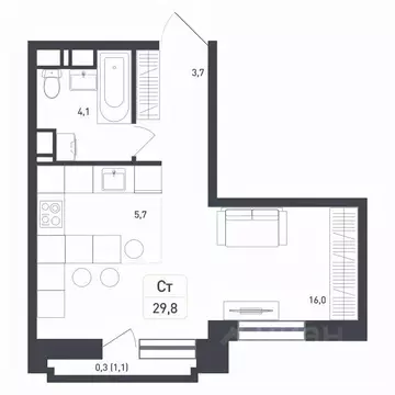 Студия Московская область, Подольск городской округ, д. Борисовка ...