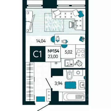 Студия Тульская область, Тула ул. Чмутова (23.0 м)
