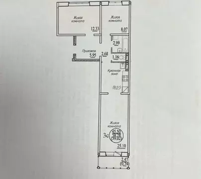 3-к кв. Новосибирская область, Новосибирск ул. В. Высоцкого, 141/11 ...