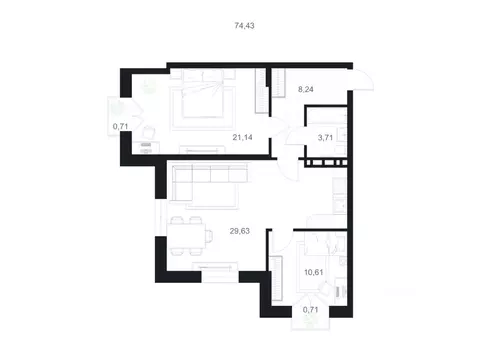 2-к кв. Дагестан, Каспийск ул. М. Халилова, 1А (74.43 м)