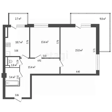 2-к кв. Томская область, Томск Уютный жилой квартал, ул. Маяковского, ...