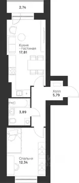 1-к кв. Тульская область, Тула Новая Тула мкр,  (42.57 м)