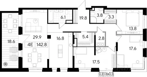 Свободной планировки кв. Пермский край, Пермь Пермская ул., 86 (142.84 ...
