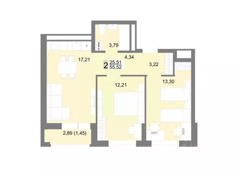 2-к кв. Свердловская область, Екатеринбург ул. Тенистая, 8с4 (55.52 м)