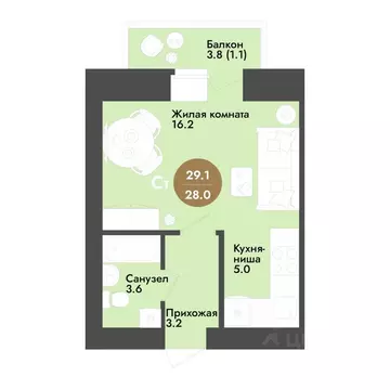 Студия Вологодская область, Вологда ул. Преображенского (29.1 м)