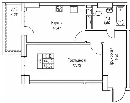 1-к кв. Саха (Якутия), Якутск 11-й кв-л,  (46.32 м)