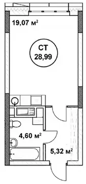 Студия Нижегородская область, Нижний Новгород ул. Родионова (28.99 м)