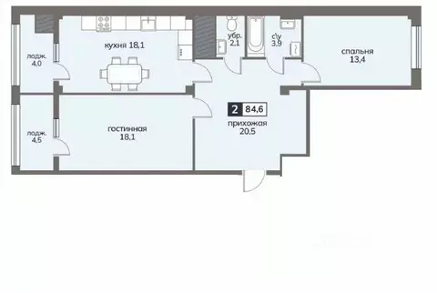 2-к кв. Ставропольский край, Ставрополь ул. Серова, 468/3 (84.6 м)
