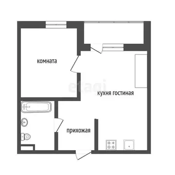 1-комнатная квартира: Тюмень, улица 50 лет Октября, 57А (37.3 м)