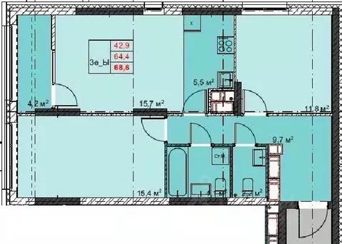 3-к кв. Приморский край, Владивосток Бам мкр,  (68.6 м)