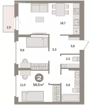 2-комнатная квартира: Екатеринбург, жилой район Сортировочный, ...