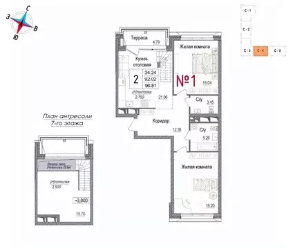 2-к кв. Московская область, Наро-Фоминск ул. Володарского, 10 (96.81 ...