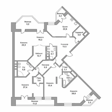 4-комнатная квартира: Москва, Минская улица, 1Гк1 (217.9 м)