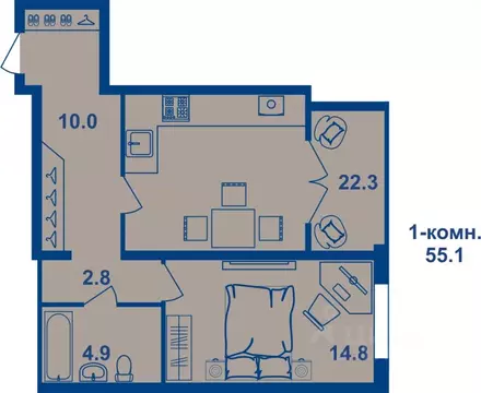 2-к кв. Костромская область, Кострома Магистральная ул., 71 (54.7 м)