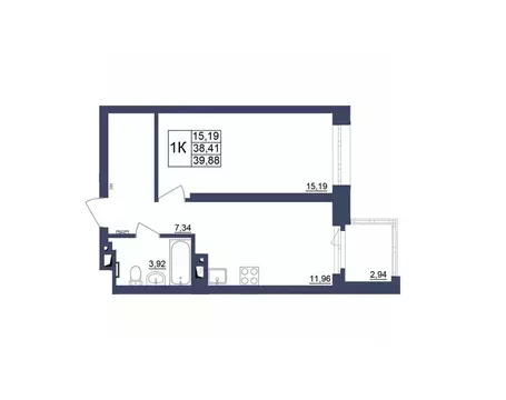 1-к кв. Башкортостан, Уфа Космос жилой комплекс, лит1 (39.88 м)