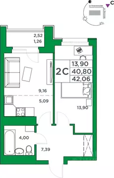 1-к кв. Башкортостан, Уфа Комсомольская ул., 8 (40.8 м)