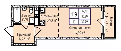 1-к кв. Удмуртия, Ижевск ул. Героя России Ильфата Закирова, 20А (33.16 ...