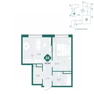 1-к кв. Тюменская область, Тюмень Сибирский жилой комплекс (40.94 м)