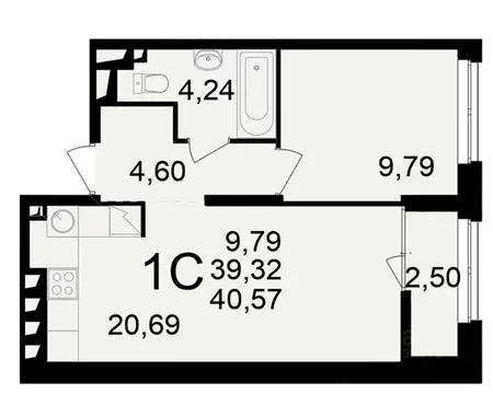 1-к кв. Рязанская область, Рязань ул. Чкалова (39.32 м)