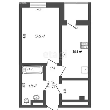 1-комнатная квартира: Тюмень, улица 50 лет Октября, 57А (37 м)