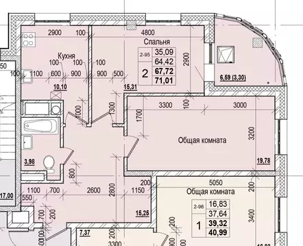 2-к кв. Саха (Якутия), Якутск ул. Чкалова (67.72 м)