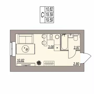 Студия Волгоградская область, Волгоград ул. Расула Гамзатова (19.59 м)