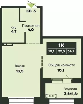 1-к кв. Новосибирская область, Новосибирск Гренландия жилой комплекс ...