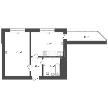 1-комнатная квартира: Тюмень, Широтная улица, 29к3 (45 м)