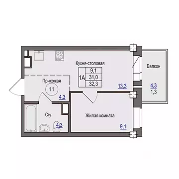1-к кв. Псковская область, Псковский район, Завеличенская волость, д. ...