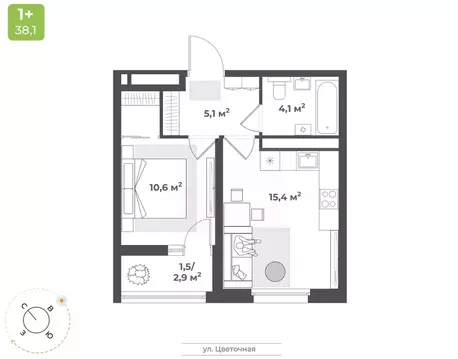 1-к кв. Тверская область, Тверь Соминка мкр,  (36.7 м)