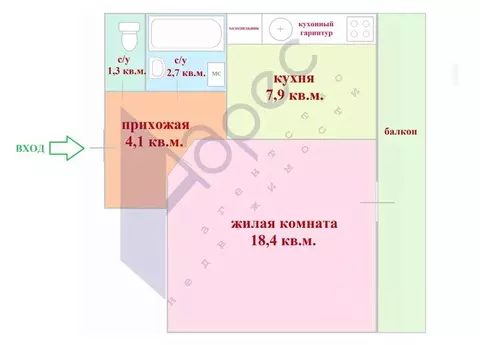 1-к кв. Нижегородская область, Нижний Новгород Заречный бул., 1 (34.4 ...