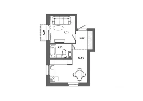 1-к кв. Ханты-Мансийский АО, Сургут ул. Ивана Захарова, 16 (31.11 м)