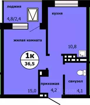 1-к кв. Красноярский край, Красноярск ул. Лесников, 55 (35.5 м)